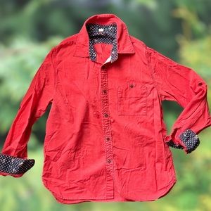 Anthropologie button down shirt orange imagine green wood hiking shirt 6